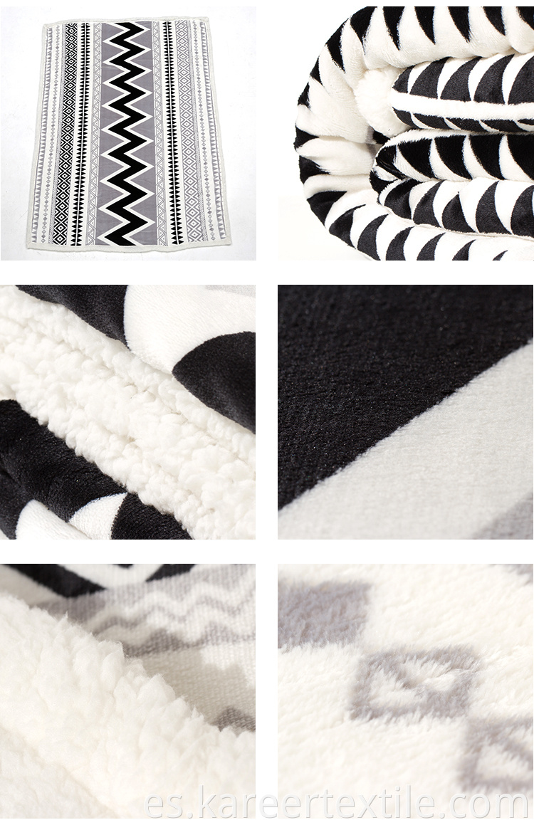 manta de impresión personalizada buena precio estilo nórdico franela sherpa lana de lana